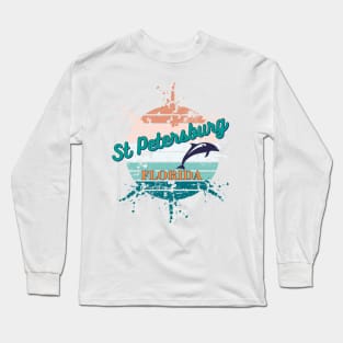 St Petersburg Florida Exploding Retro Vintage Sunset T-Shirt Long Sleeve T-Shirt